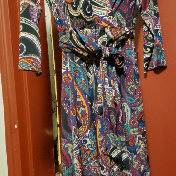 Nicole Miller Paisley 3/4 Sleeve Dress SZ 8 - Picture 3 of 8